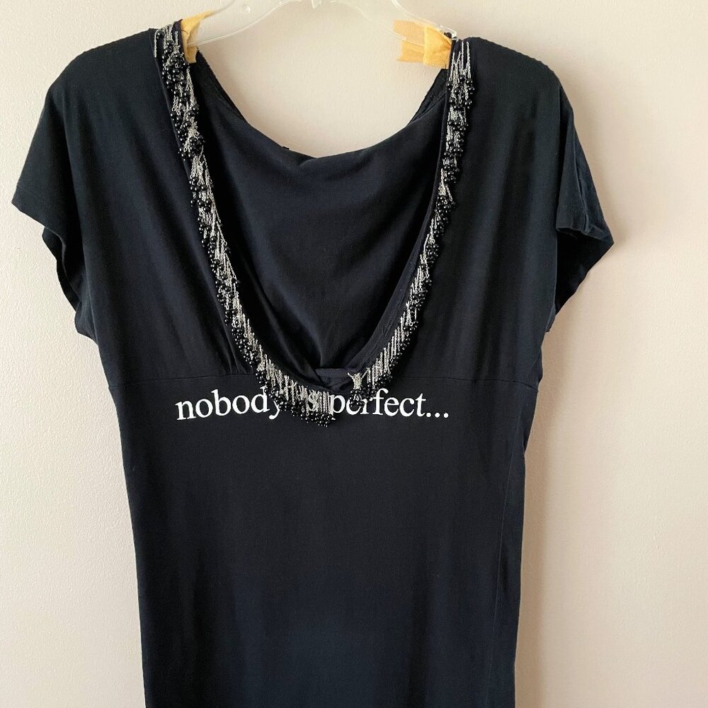 Twin-Set Simona Barbieri Nobody is Perfect Little Black Mini Dress Tunic Size M